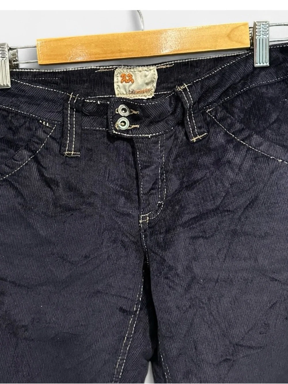 Vintage Y2K Twill 22 Navy Corduroy Low Rise Flare Jeans Indie Sleaze Sizec28